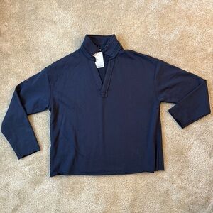 NWT Women’s L V Neck Cropped Long Sleeve Hoodie: Basics Casual Loose Pullover